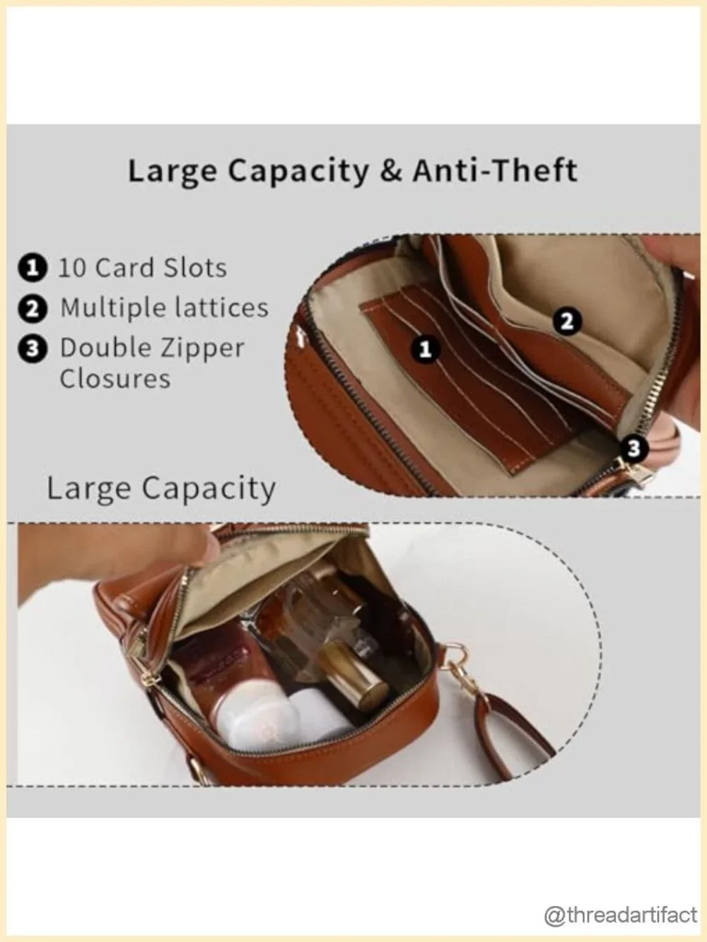 Anti-Theft Faux Leather Crossbody Bag with Card Slots